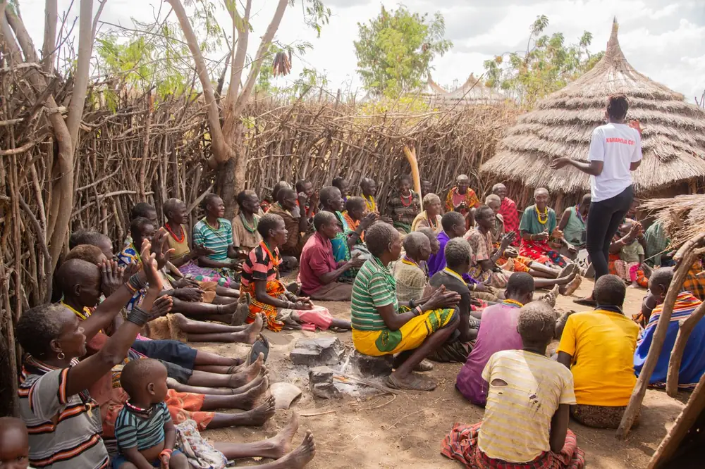 A community gathering in a rural village